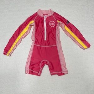 Avalon Bay Girls' 3T Long Sleeve Rash Guard Swimsuit Sunsuit Pink